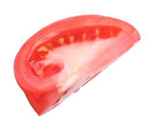 Photo of Piece of red ripe tomato isolated on white