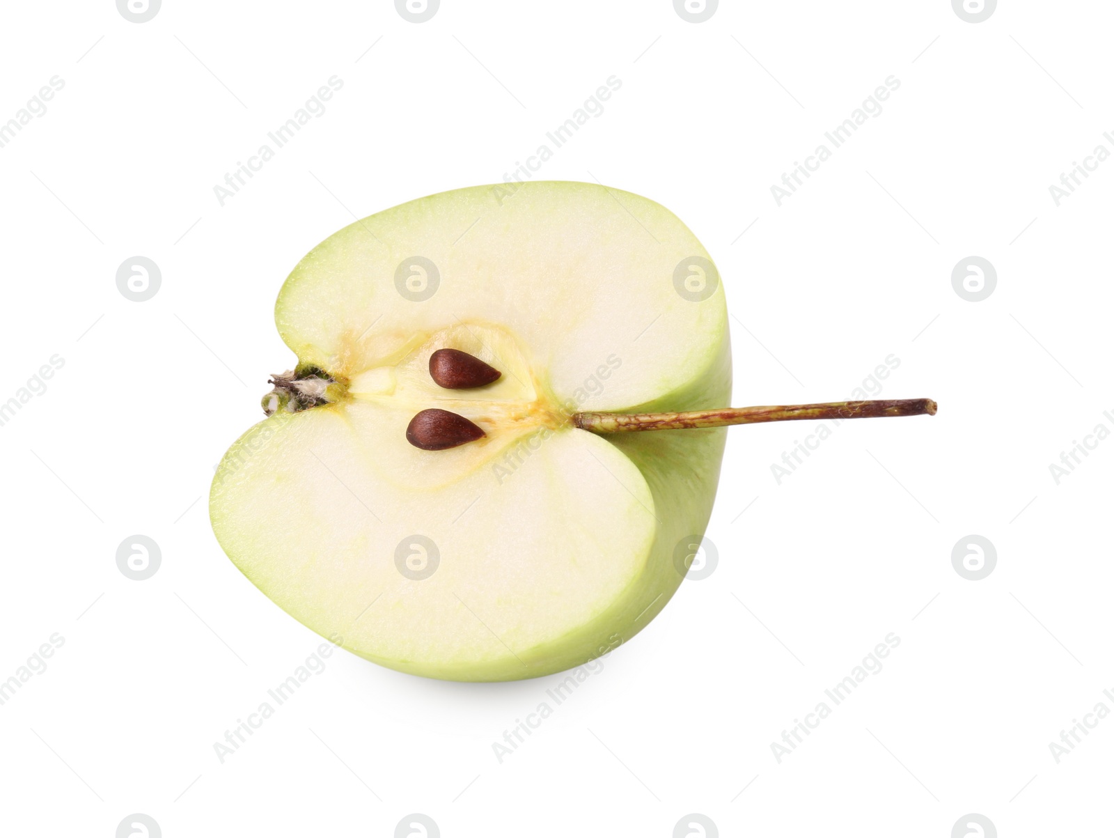 Photo of Half of ripe green apple isolated on white