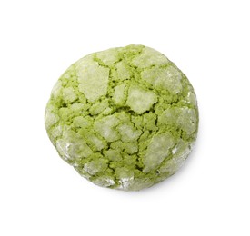 One tasty matcha cookie isolated on white, top view