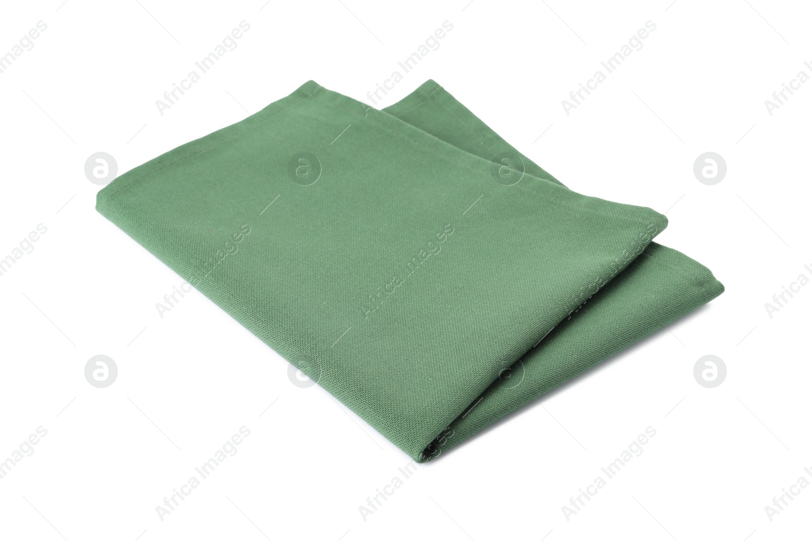 Photo of New clean green cloth napkin isolated on white