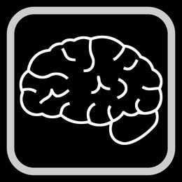 Brain in frame, illustration on black background