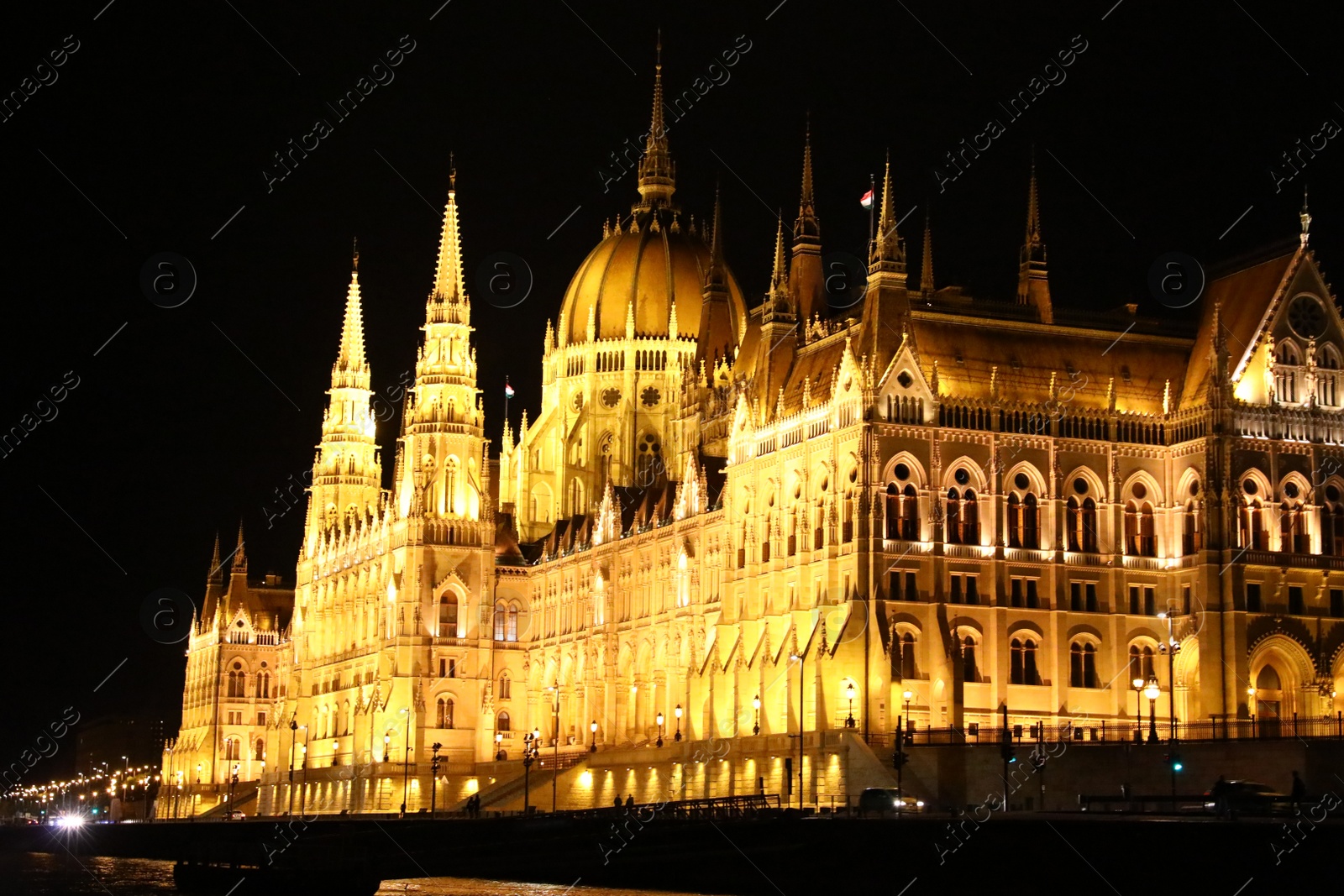 Photo of BUDAPEST, HUNGARY - APRIL 27, 2019: Beautiful night cityscape with illuminated Parliament Building