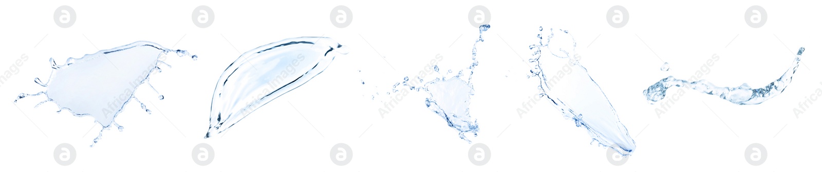 Image of Set with splashes of pure water on white background. Banner design