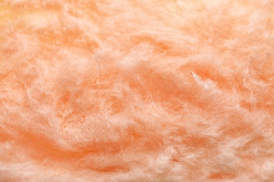 Photo of Fluffy yummy cotton candy as background, closeup