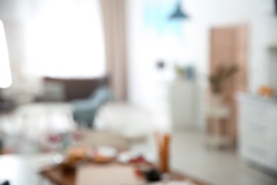 Blurred view of room interior with bokeh effect