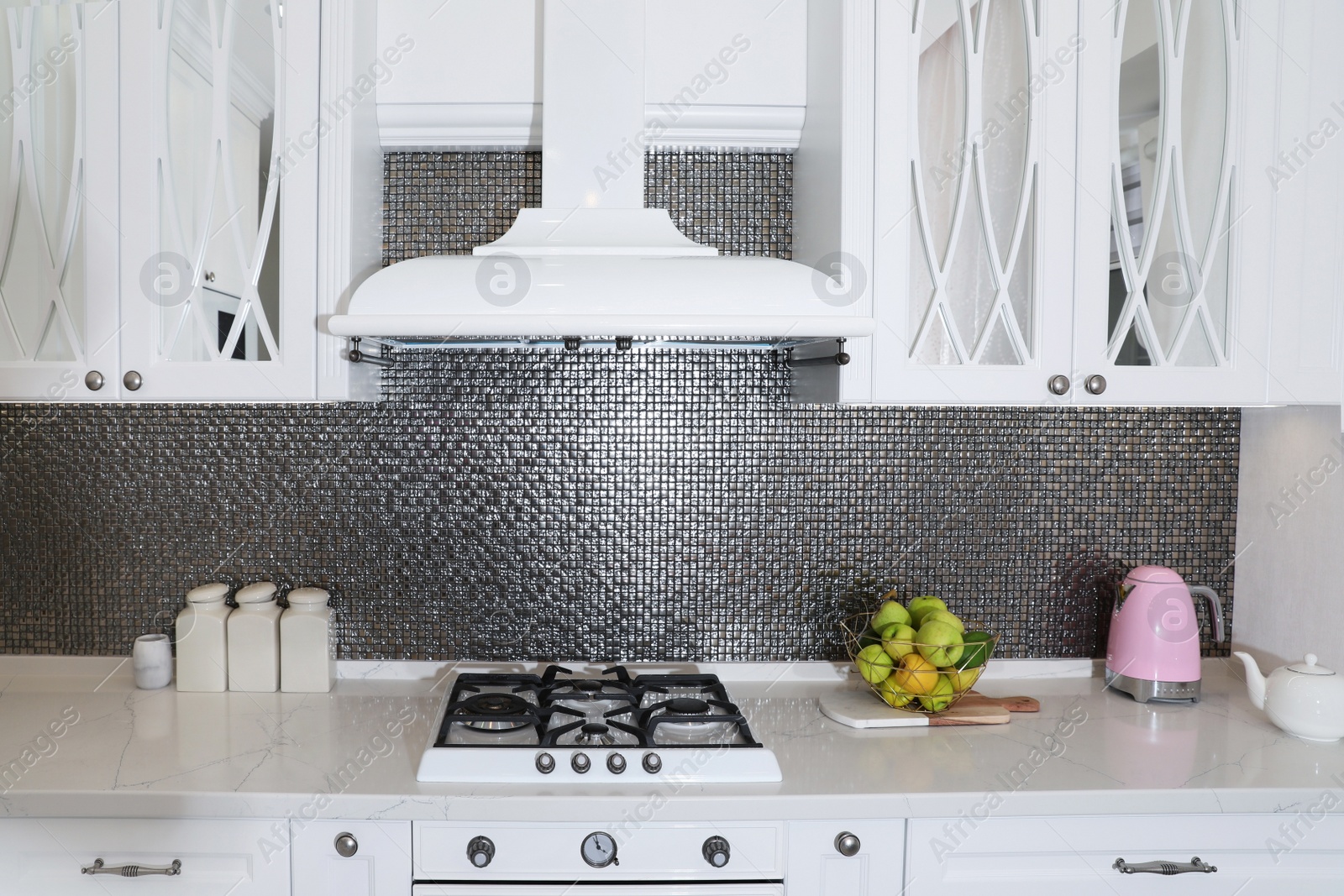 Photo of Beautiful kitchen interior with new stylish furniture