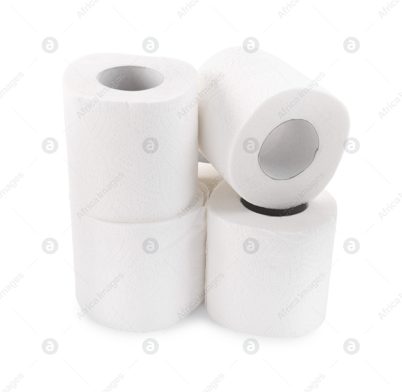 Photo of Soft toilet paper rolls isolated on white