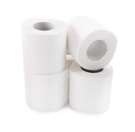 Soft toilet paper rolls isolated on white