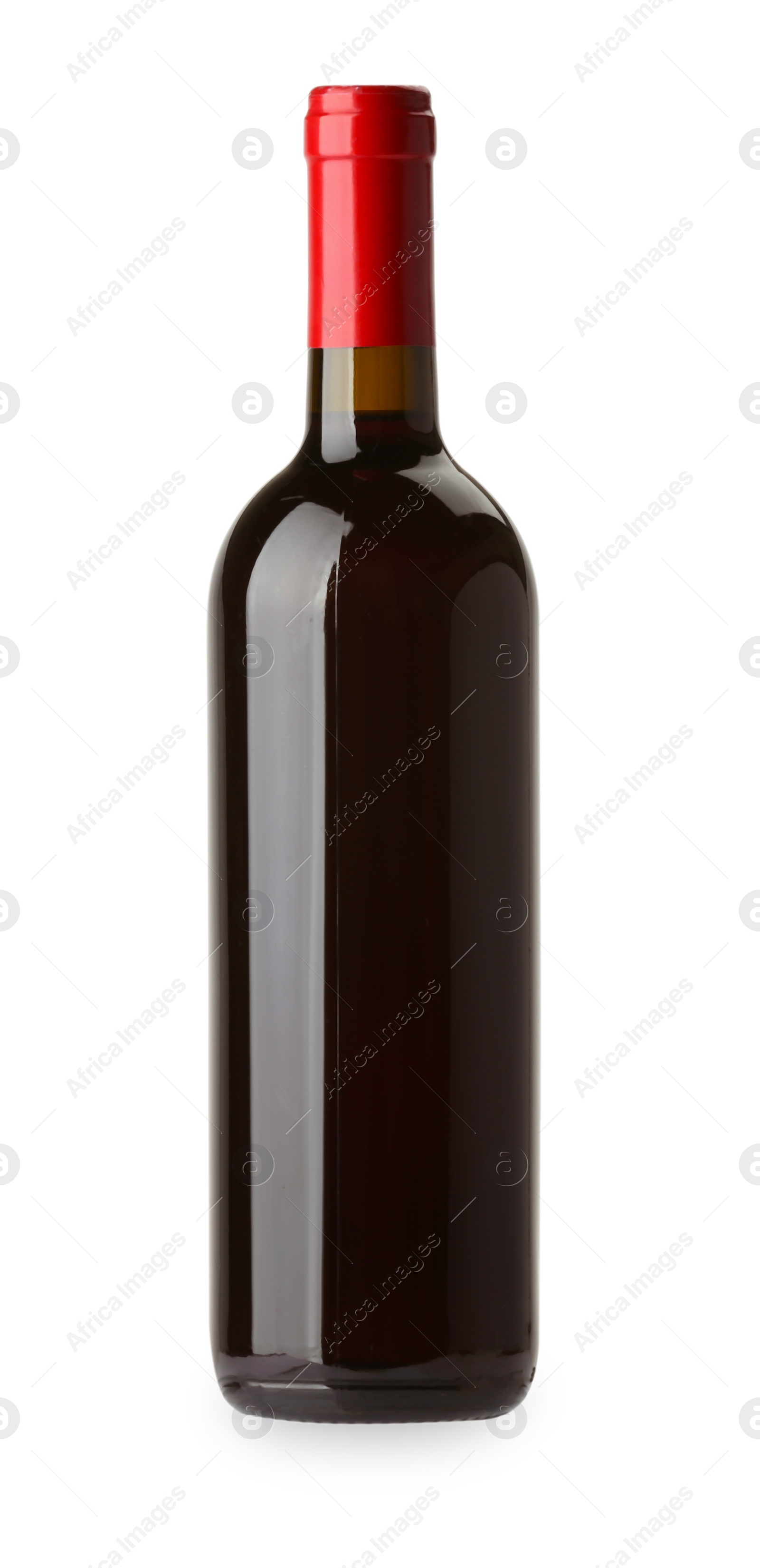 Photo of Bottle of expensive red wine isolated on white