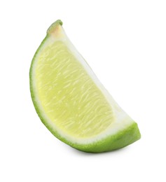 Photo of Citrus fruit. Slice of fresh lime isolated on white