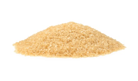 Photo of Pile of brown sugar isolated on white