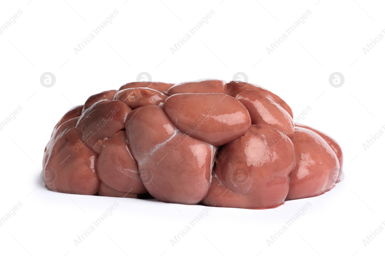 Photo of Fresh raw kidney meat isolated on white