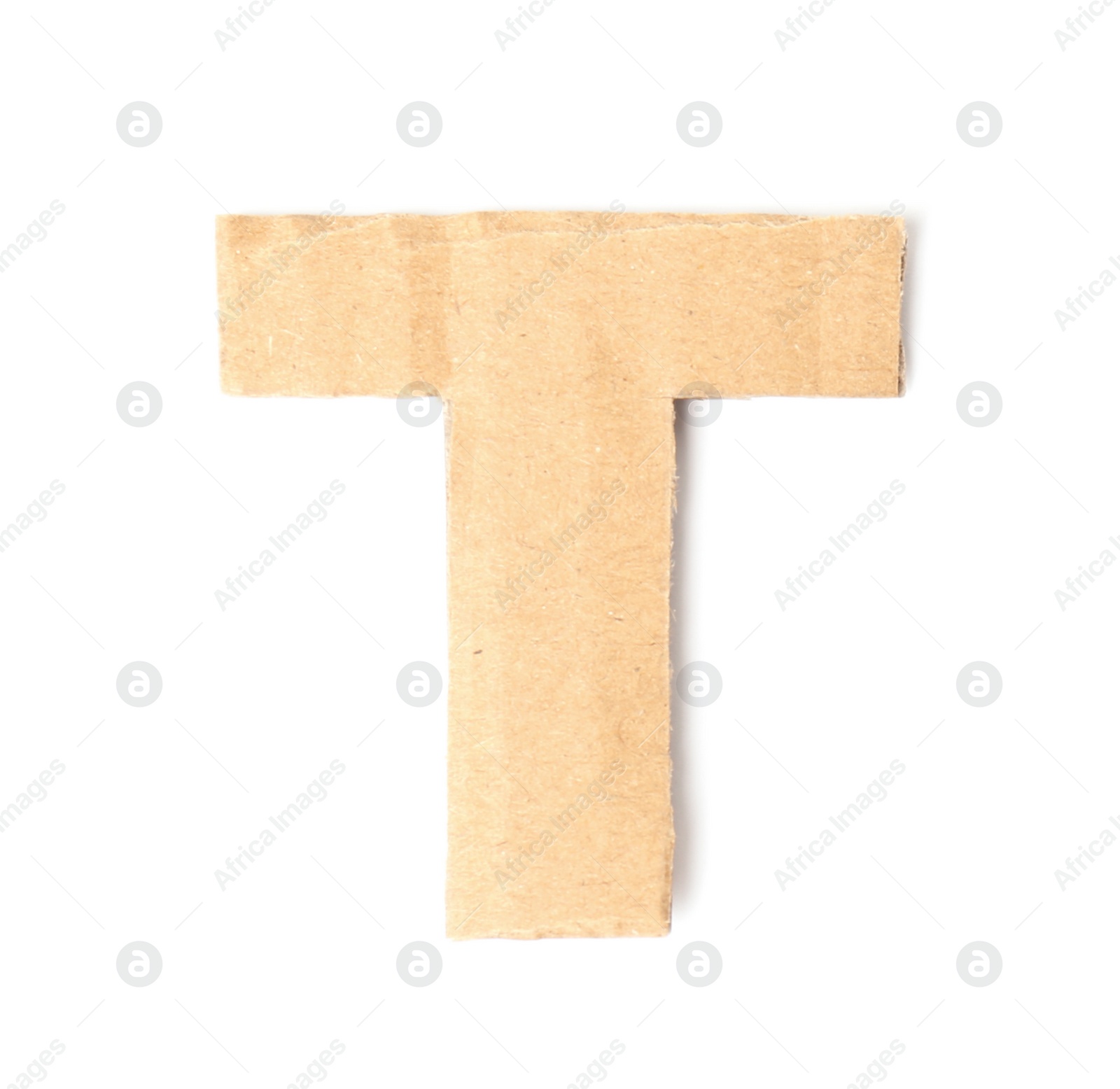 Photo of Letter T made of cardboard on white background