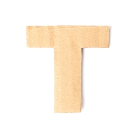 Photo of Letter T made of cardboard on white background