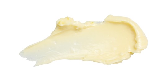 Photo of Fresh natural butter isolated on white, top view