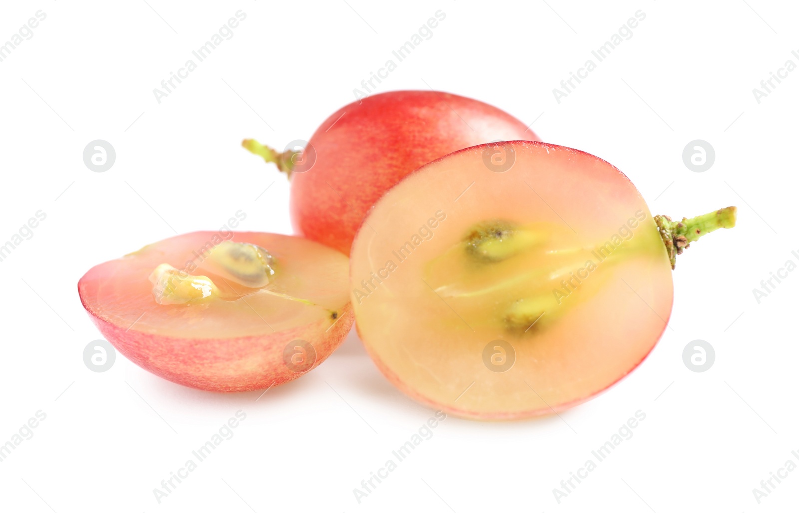 Photo of Fresh ripe juicy grapes on white background