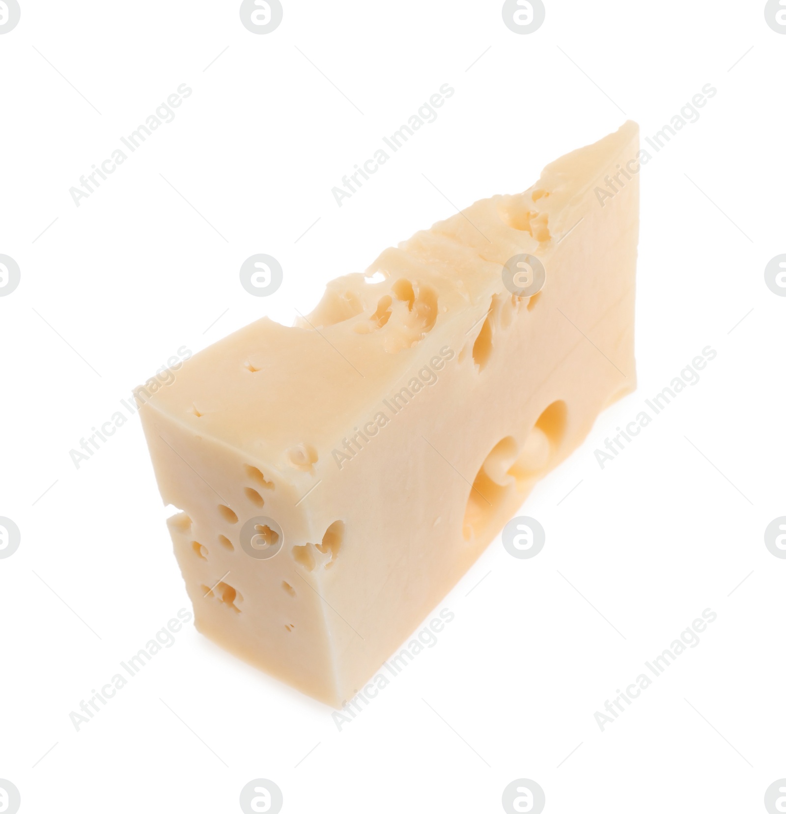Photo of Piece of tasty cheese isolated on white