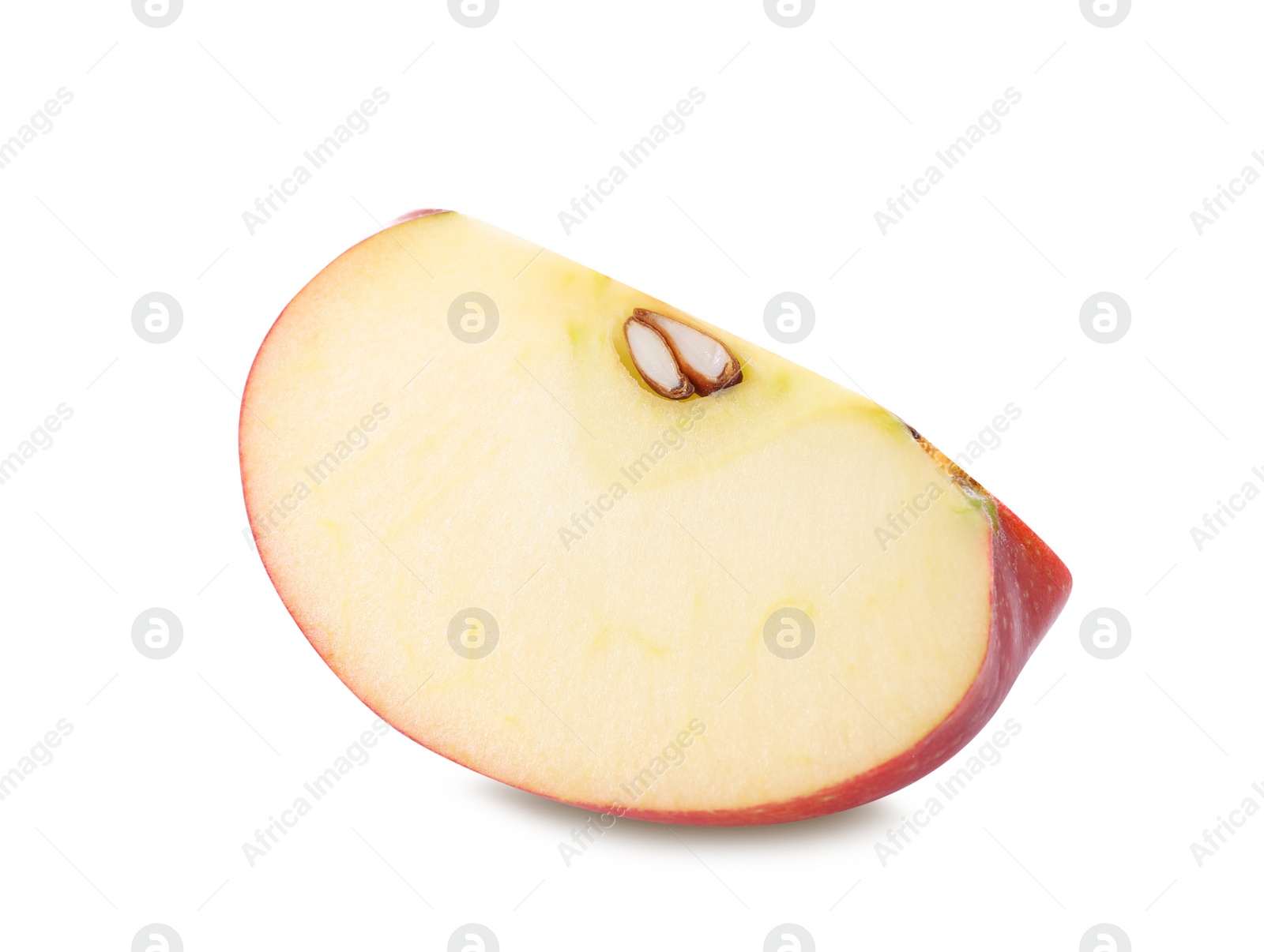 Photo of Slice of juicy apple on white background