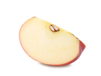 Photo of Slice of juicy apple on white background