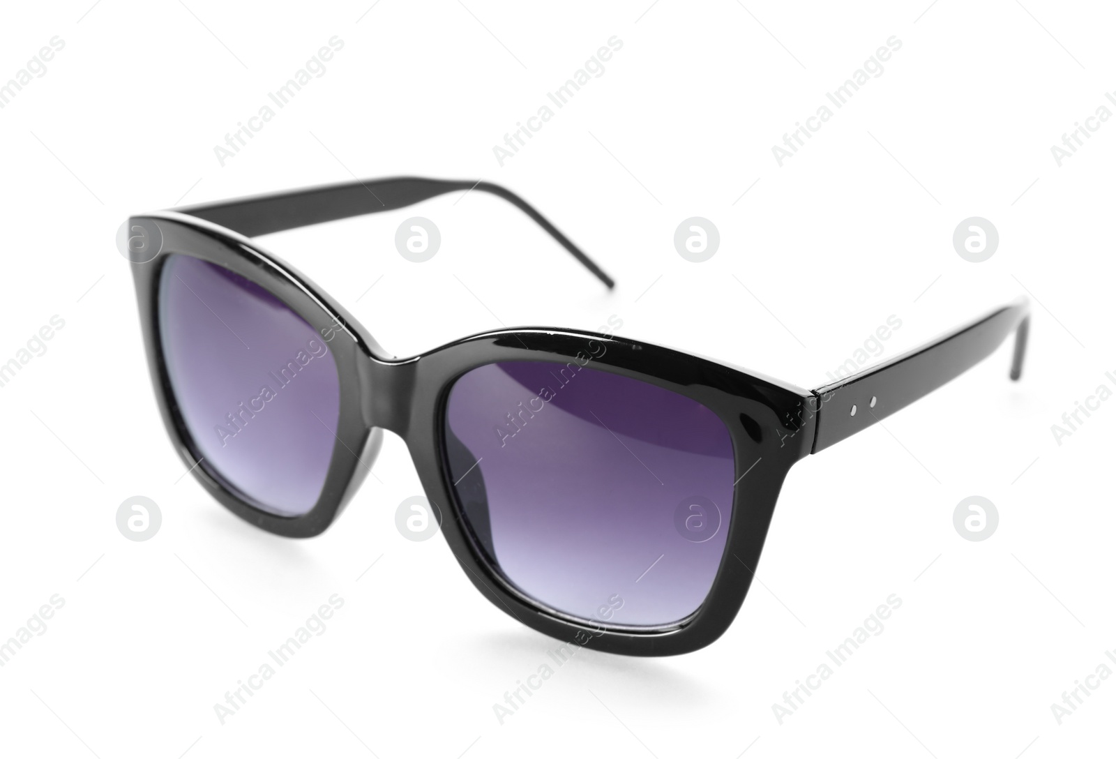 Photo of Beautiful sunglasses on white background. Beach object