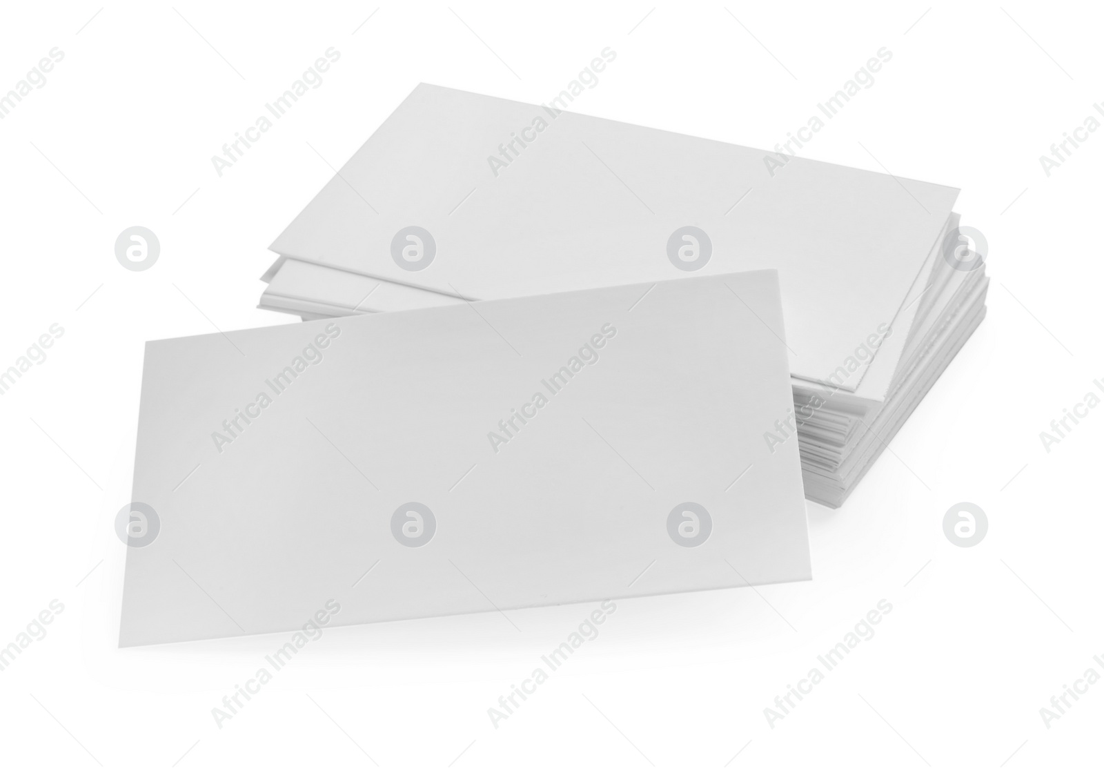 Photo of Blank business cards isolated on white. Mockup for design