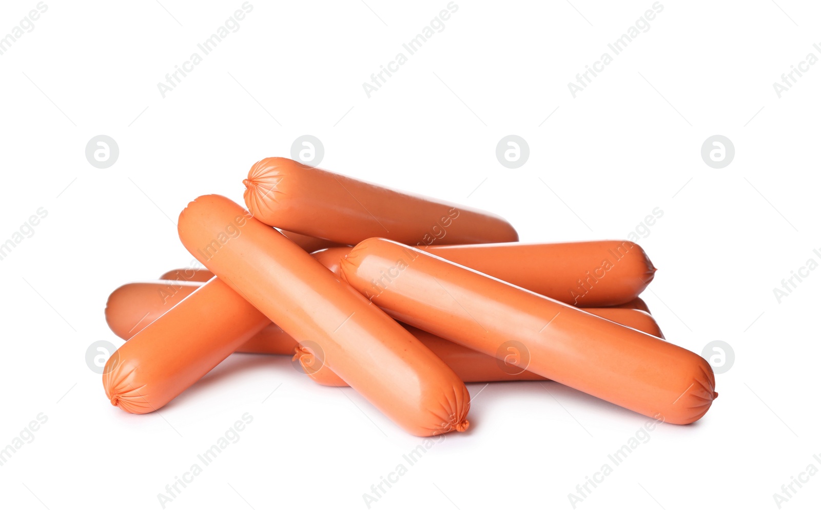 Photo of Fresh raw vegetarian sausages on white background