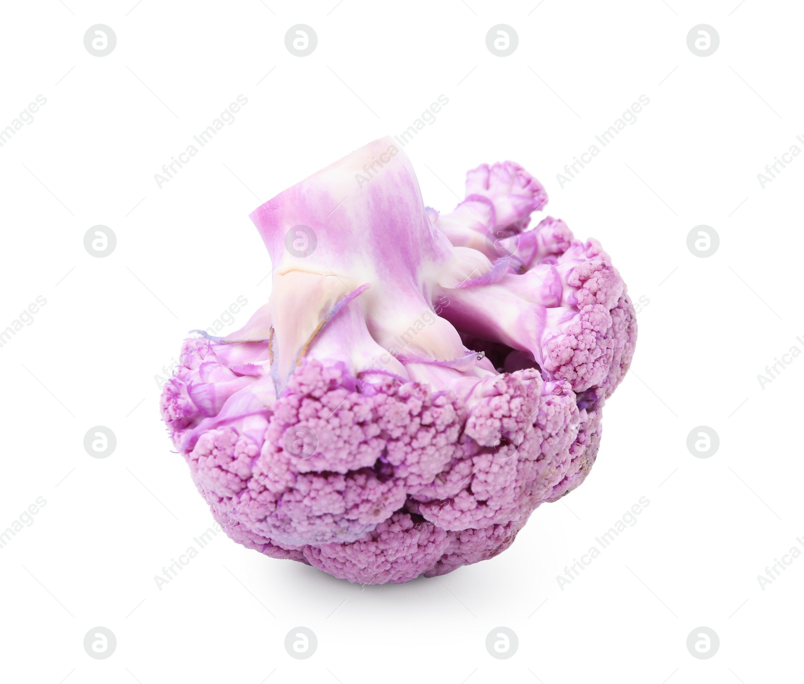 Photo of Cut purple cauliflower on white background. Healthy food