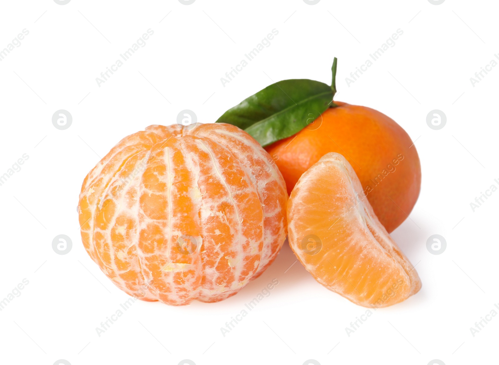 Photo of Fresh ripe juicy tangerines isolated on white