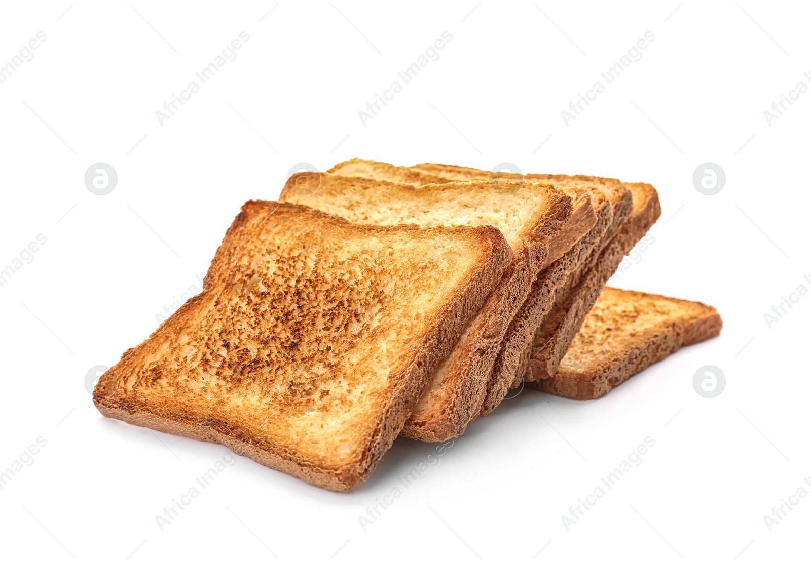 Photo of Toasted bread on white background