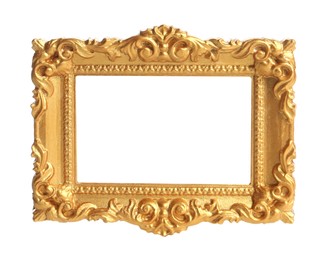 Beautiful golden vintage frame isolated on white