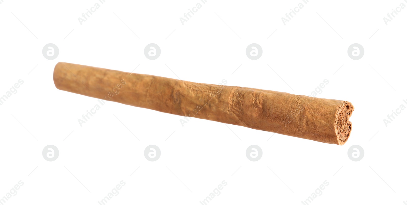 Photo of One aromatic cinnamon stick isolated on white