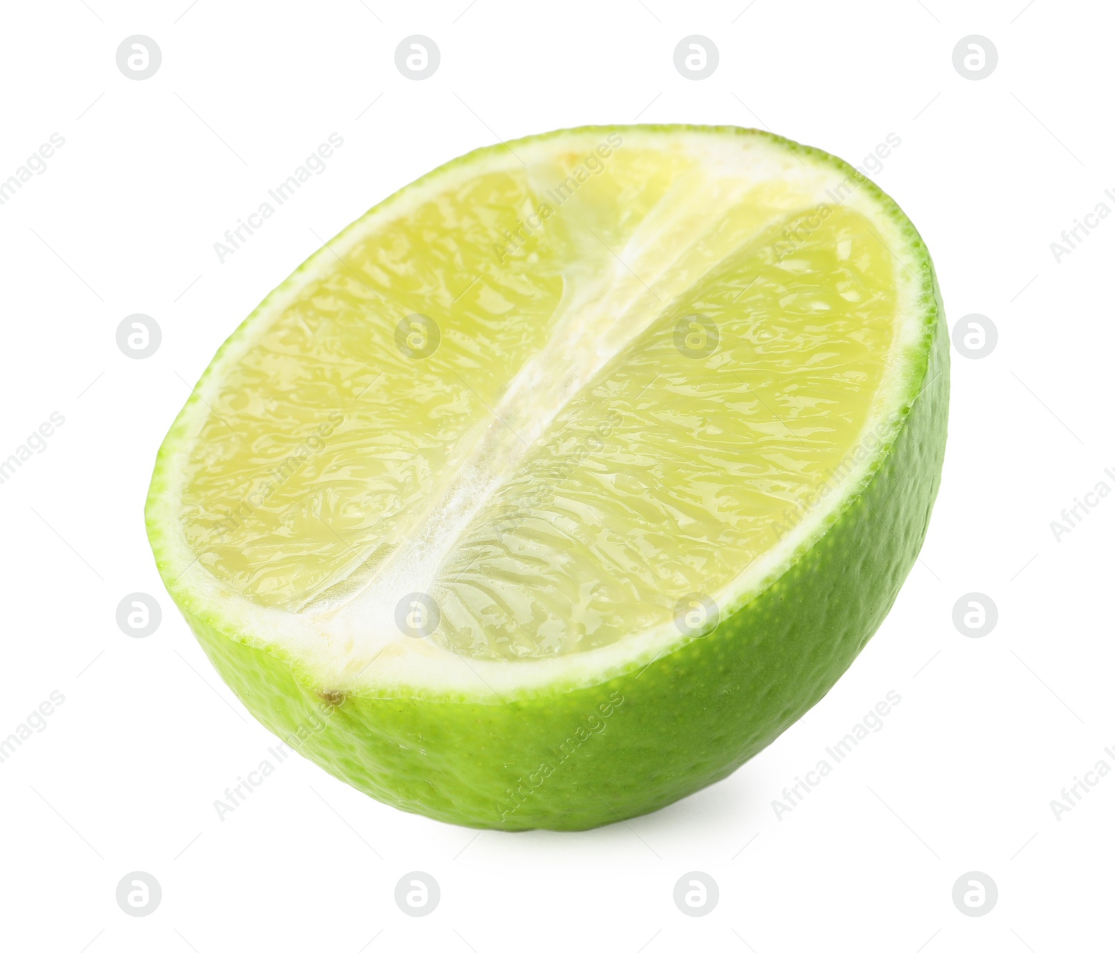 Photo of Half of fresh green ripe lime isolated on white