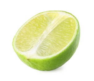 Photo of Half of fresh green ripe lime isolated on white