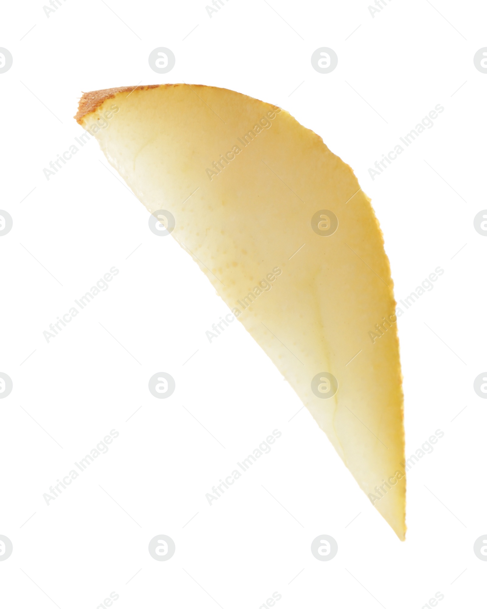 Photo of Slice of fresh pear on white background