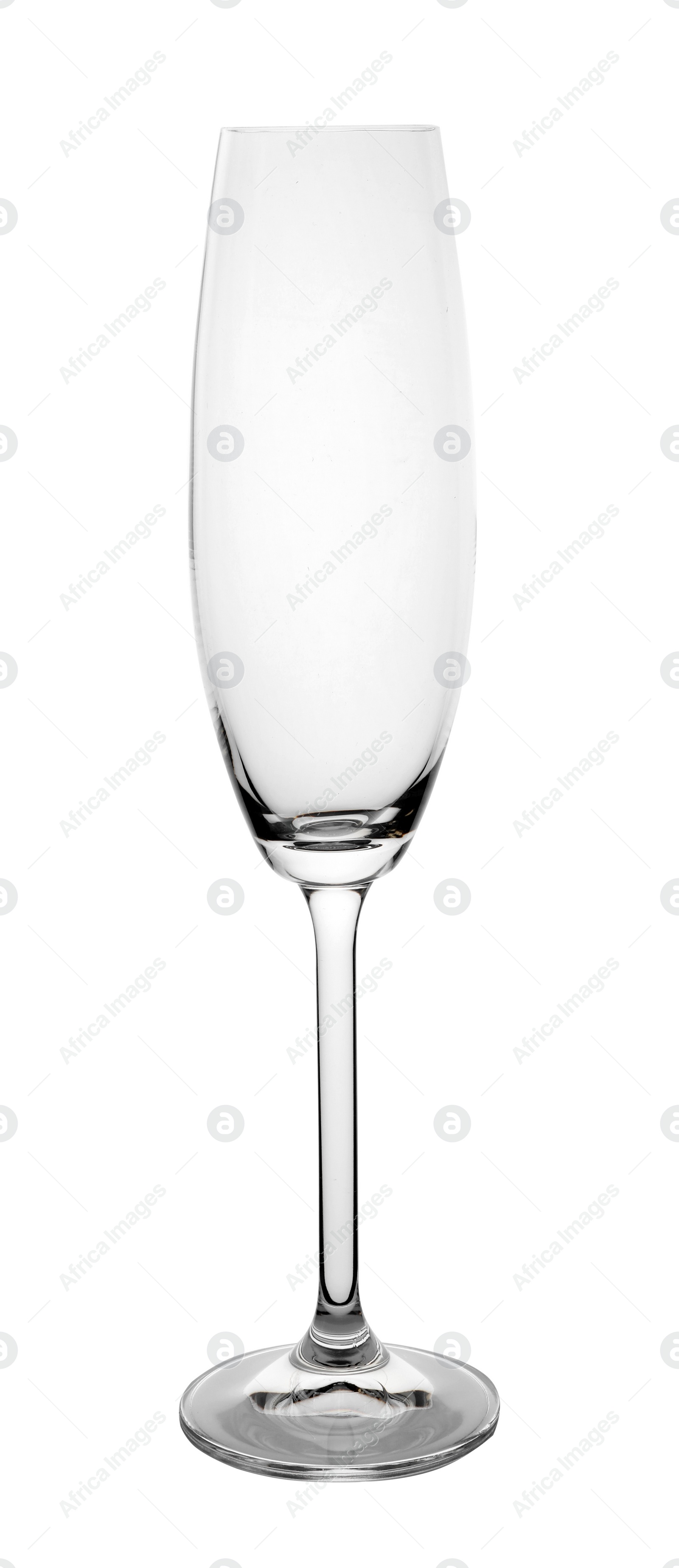 Photo of Clean empty champagne glass isolated on white