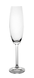 Clean empty champagne glass isolated on white