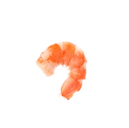 Photo of Delicious cooked peeled shrimp on white background