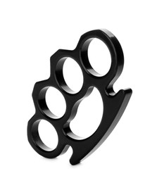 Photo of New black brass knuckles isolated on white