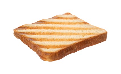 Photo of Slice of delicious toasted bread isolated on white