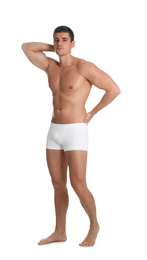 Photo of Man with sexy body on white background