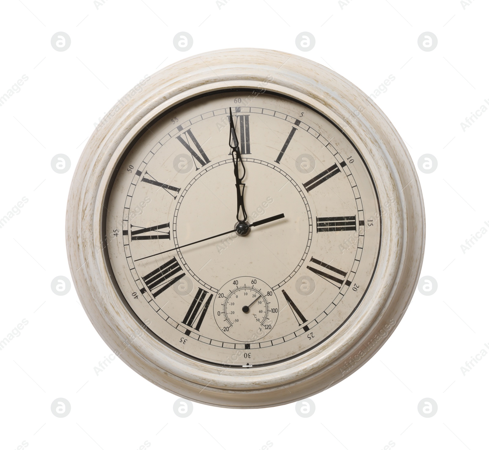 Photo of Stylish vintage wall clock isolated on white