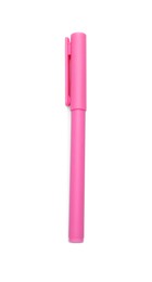 One pink marker on white background, top view