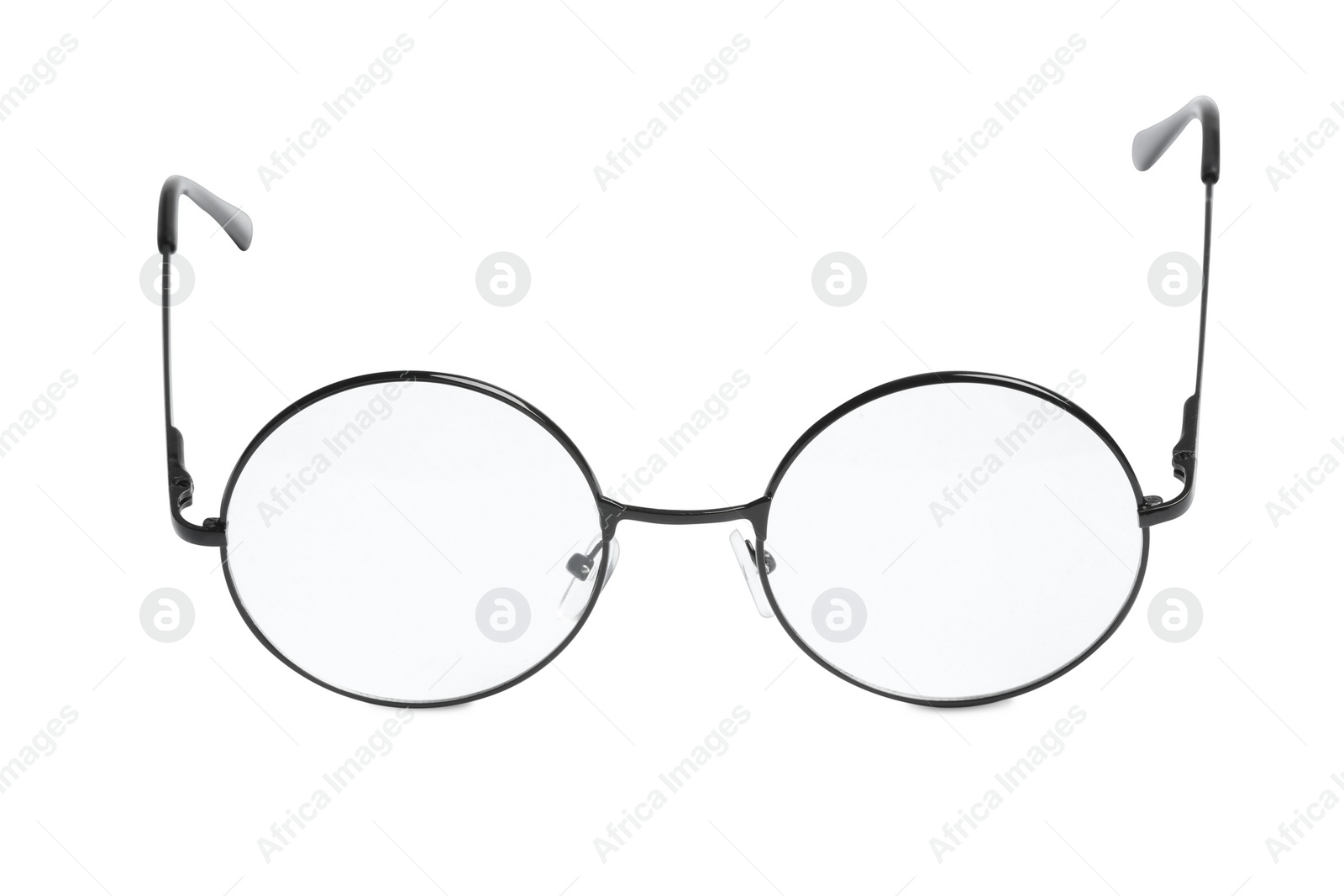 Photo of Round glasses with black frame isolated on white