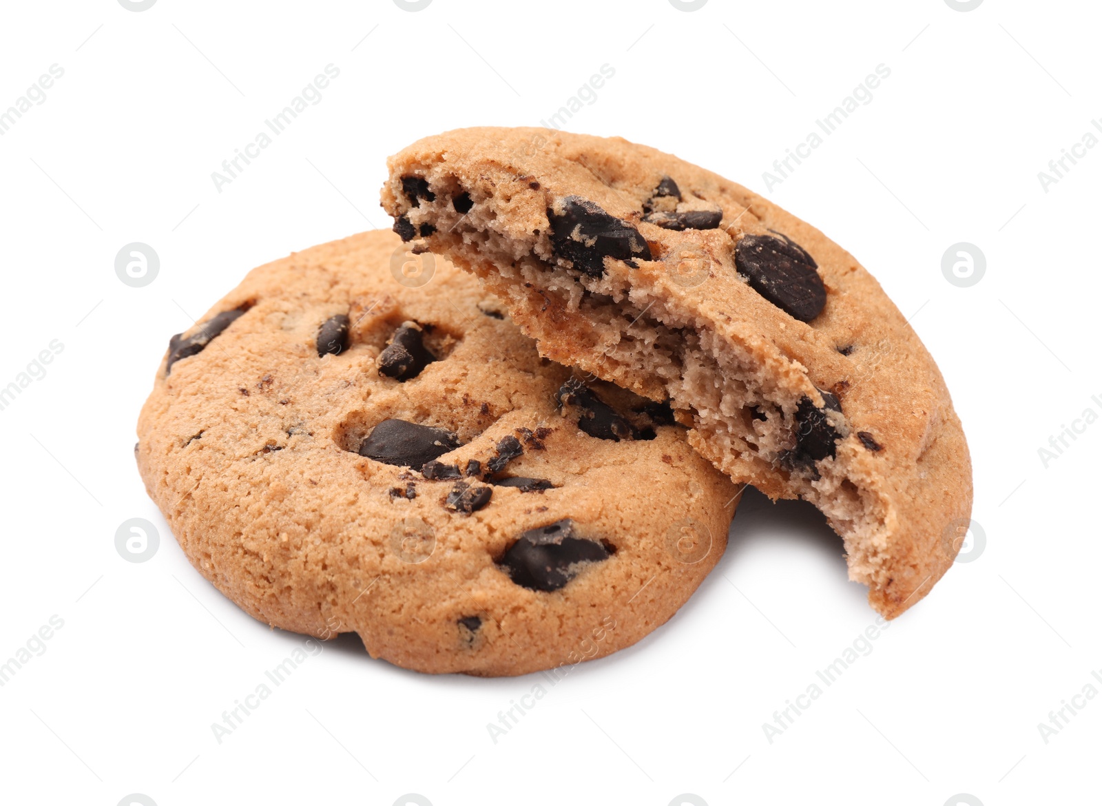 Photo of Delicious chocolate chip cookies isolated on white