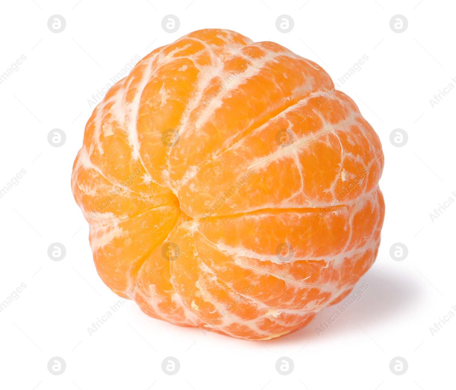 Photo of Peeled fresh ripe tangerine isolated on white