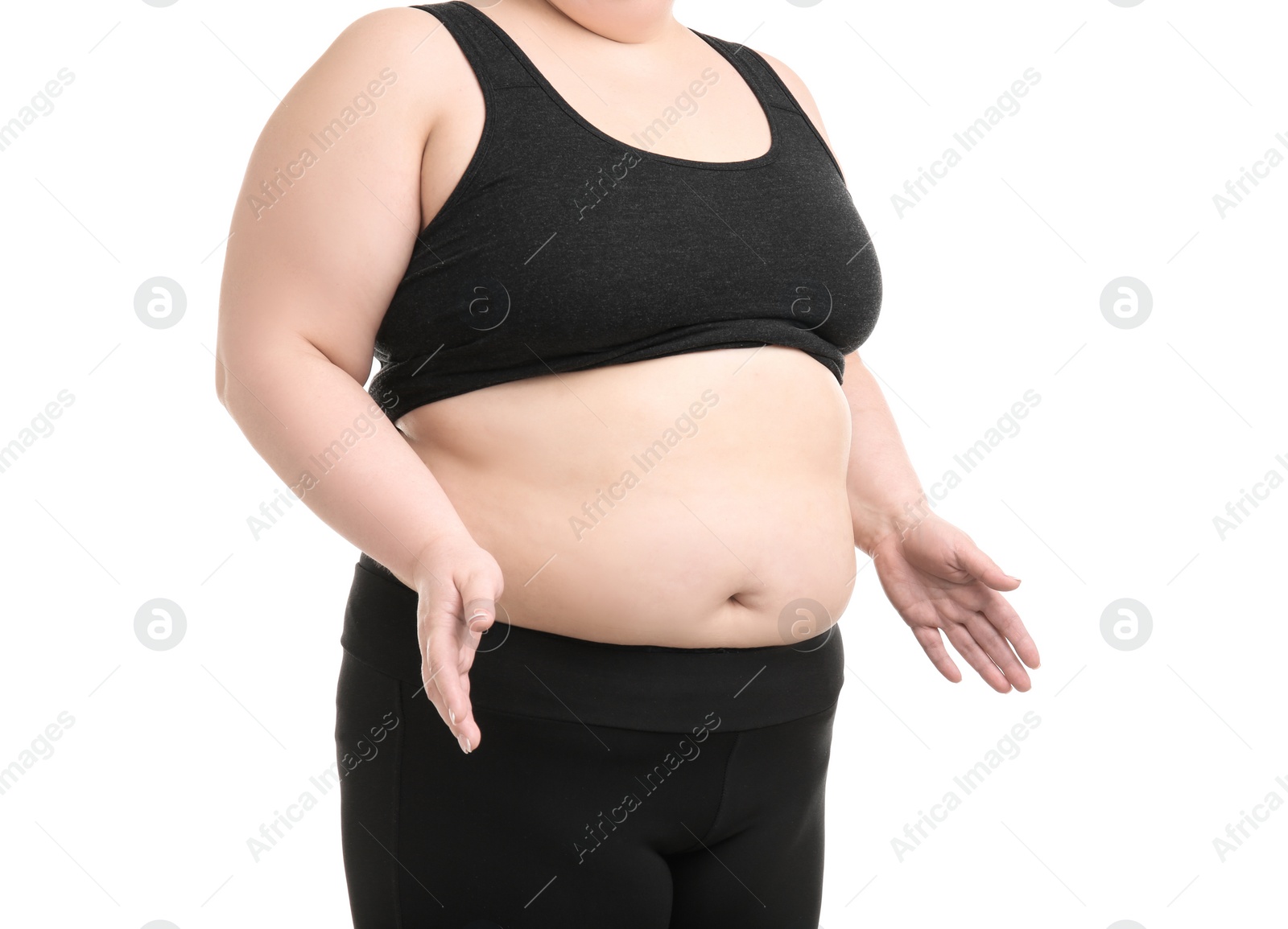 Photo of Overweight woman on white background