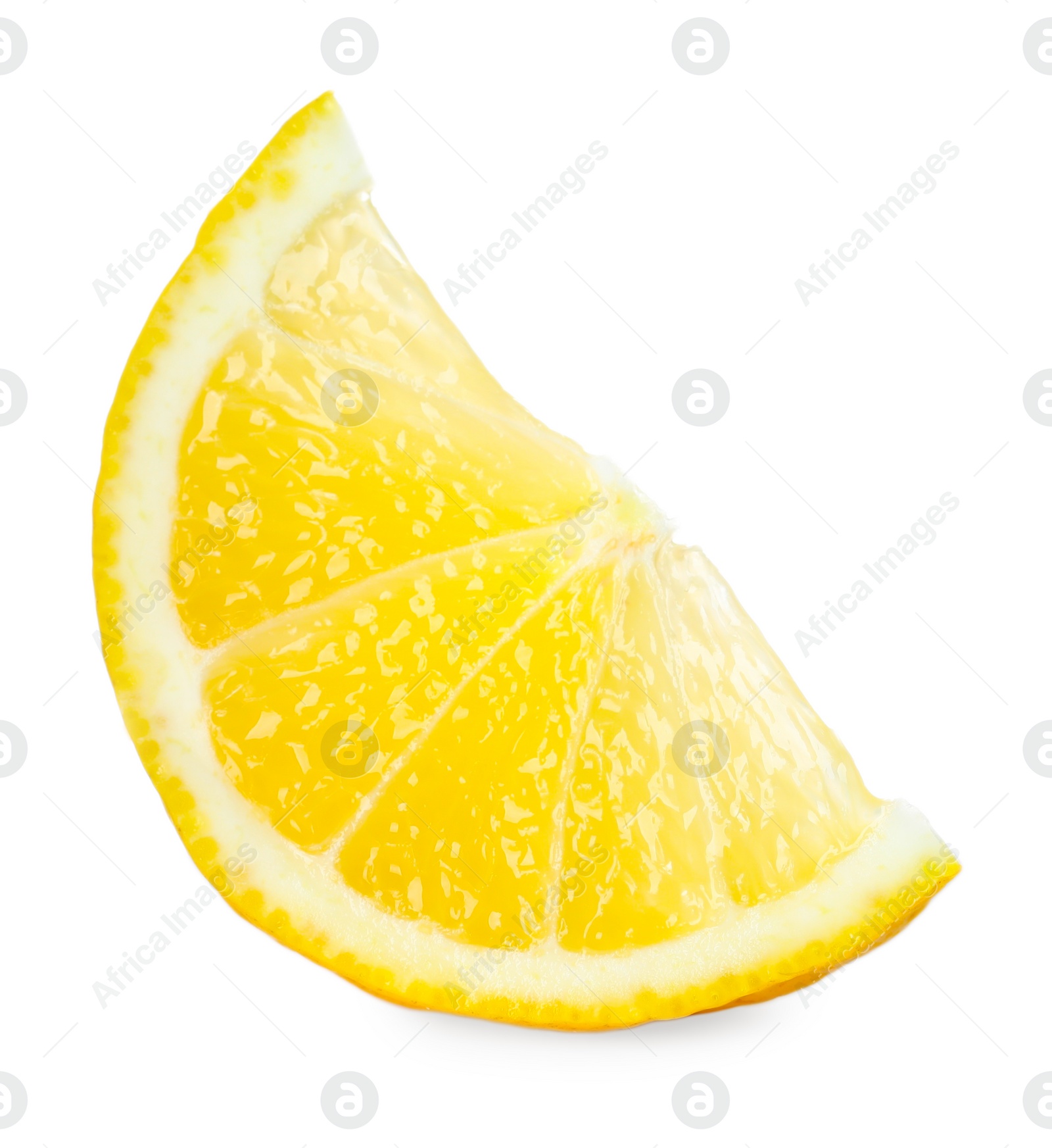 Photo of Slice of fresh lemon isolated on white