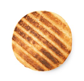 Photo of Half of grilled burger bun isolated on white, top view