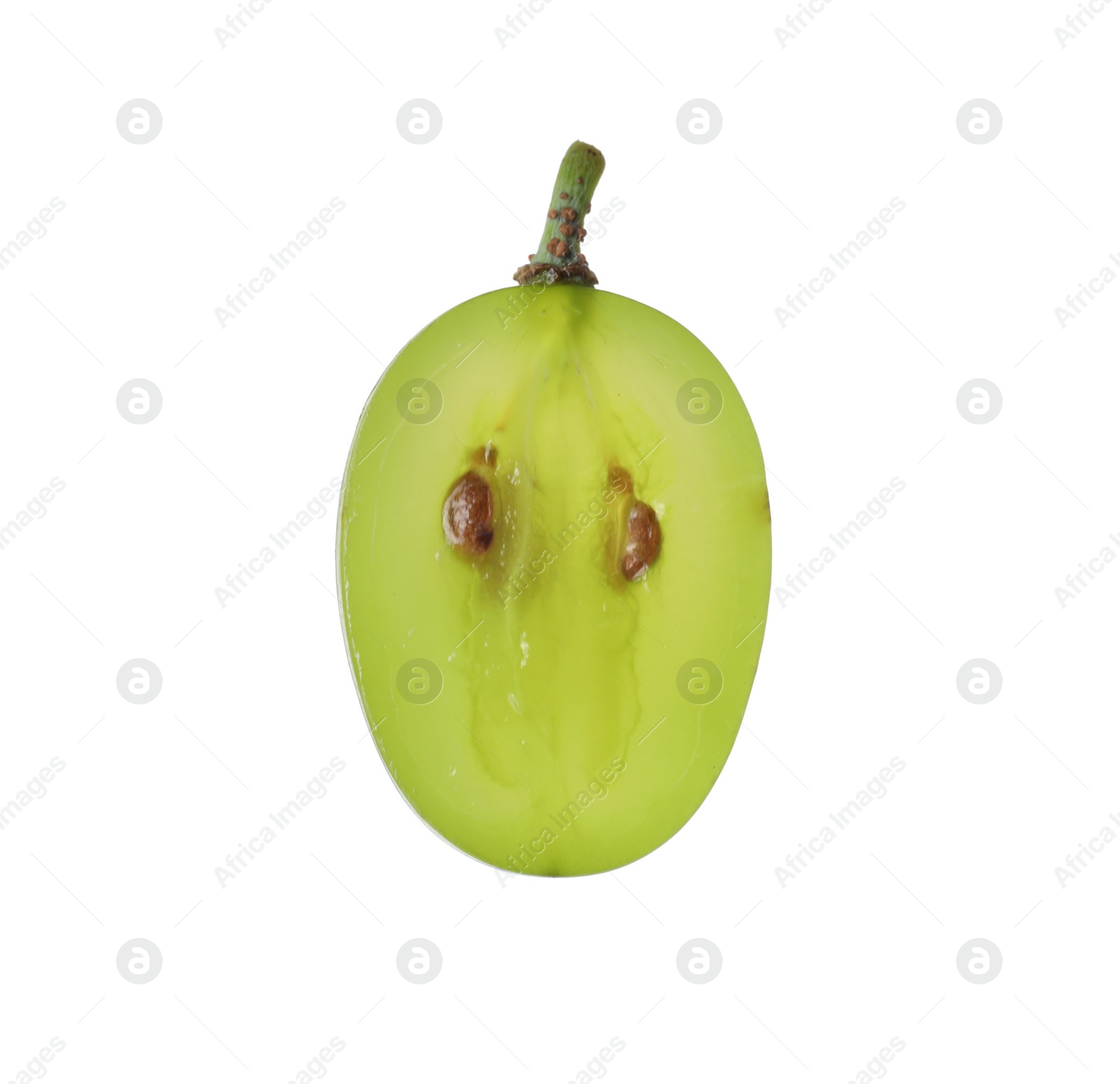 Photo of Half of delicious ripe green grape isolated on white