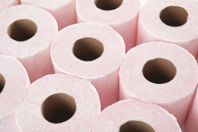 Photo of Many rolls of toilet paper as background